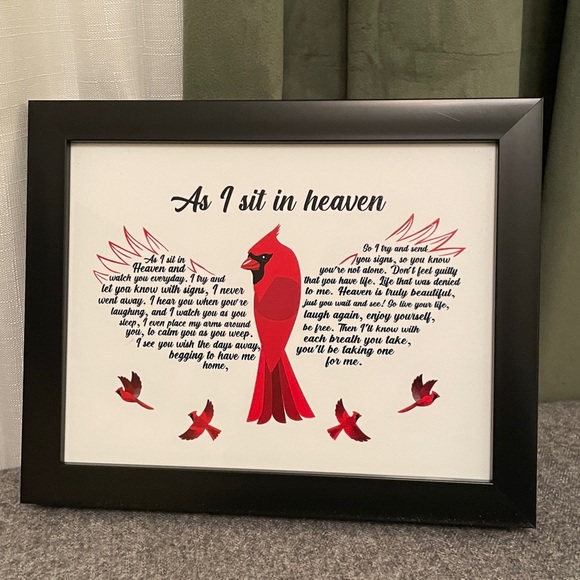 AS I SIT IN HEAVEN Framed Wall or Tabletop Cardinal Light Up Condolence Gift - Picture 10 of 12